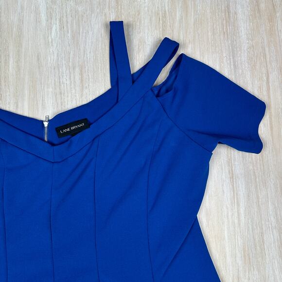 Lane Bryant Royal Blue Off Shoulder Strappy Fit & Flare Sweetheart Neck Dress 24 - Picture 3 of 15
